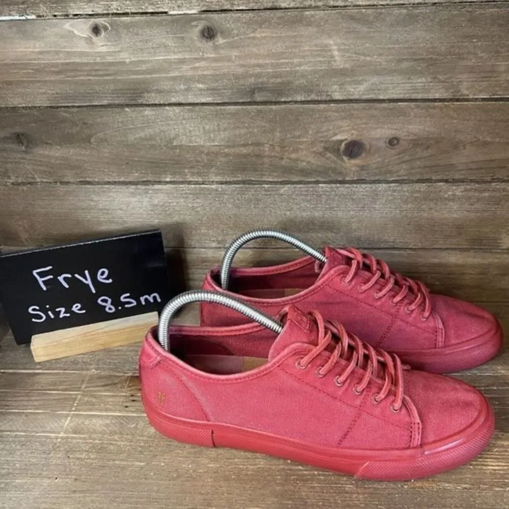 Womens Frye Gia Low Top Red Canvas Sneakers Shoes Size 8.5‎ M GUC